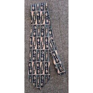 Tie 70s 80s 90s Y2K New Vintage Stock Torriani Black Beige Green 4 Wide 58 Long